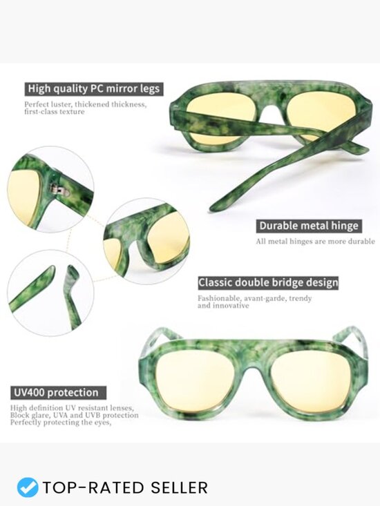 Square Aviator Sunglasses Oversized Retro Shield Classic Chic Trendy UV main image 6